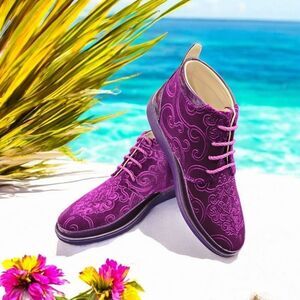 BROOKLYN MEN'S PURPLE MID TOPS WITH PAISLEY SUEDE BY GLOBE FOOTWEAR. 6933